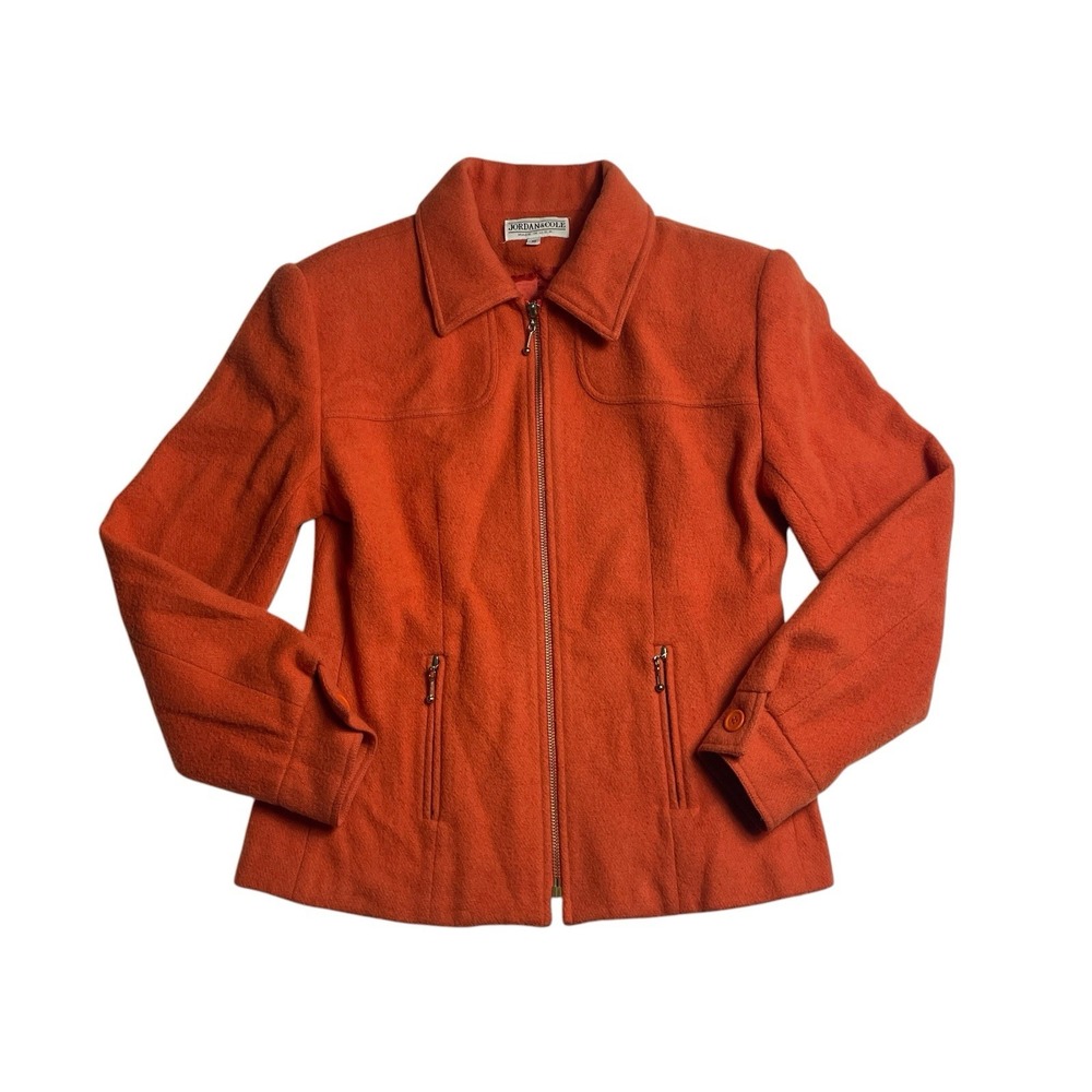 Vintage Jordan & Cole Wool Jacket Womens Small Burnt Orange Zip Front USA